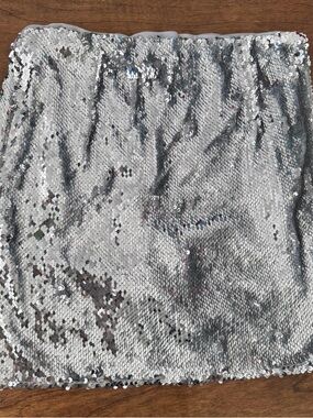 Silver Sequin Mini Skirt
